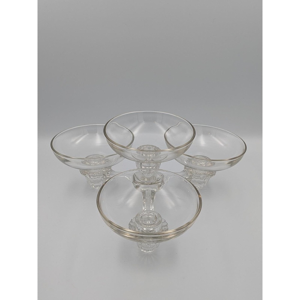 Vintage Glass 4 Arm Epergne Centerpiece Candelabra 4 Insert Bowls